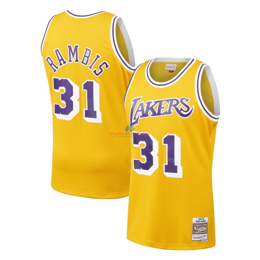 Acquista Maglia NBA Los Angeles Lakers #31 Kurt Rambis Giallo Hardwood Classics 1984-85