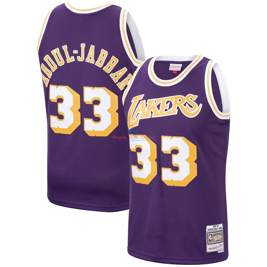 Acquista Maglia NBA Los Angeles Lakers #33 Kareem Abdul Jabbar Porpora Hardwood Classics 1983-84