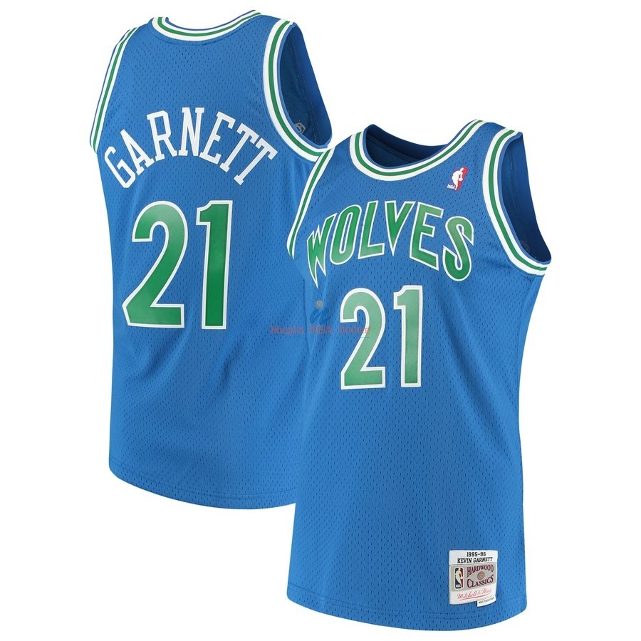 Acquista Maglia NBA Minnesota Timberwolves #21 Kevin Garnett Verde Hardwood Classics 1995-96