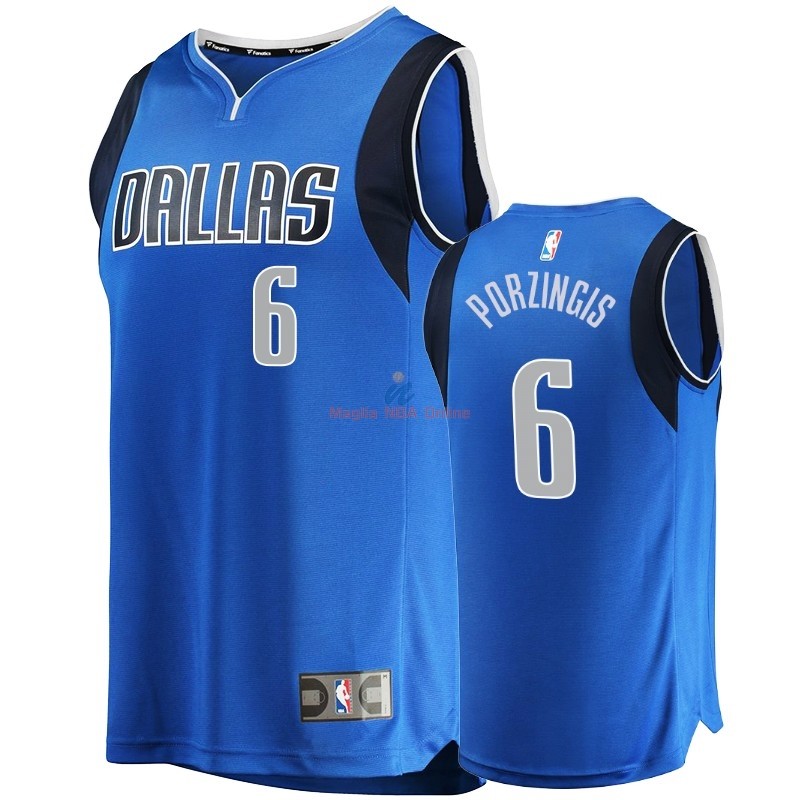Acquista Maglia NBA Nike Dallas Mavericks #6 Kristaps Porzingis Blu Icon