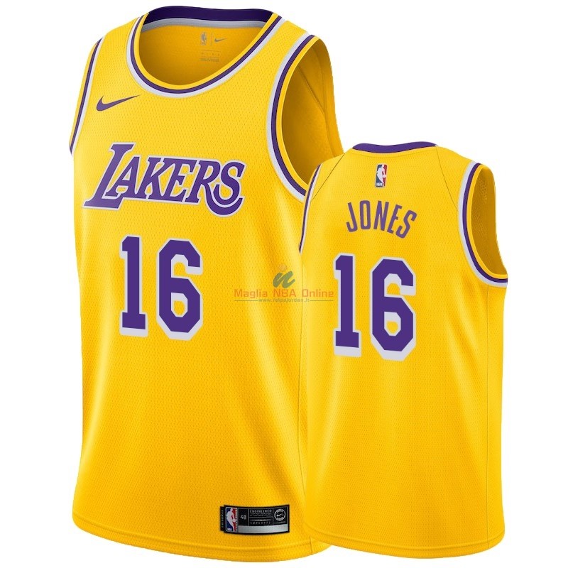 Acquista Maglia NBA Nike Los Angeles Lakers #16 Jemerrio Jones Giallo Icon 2018-19