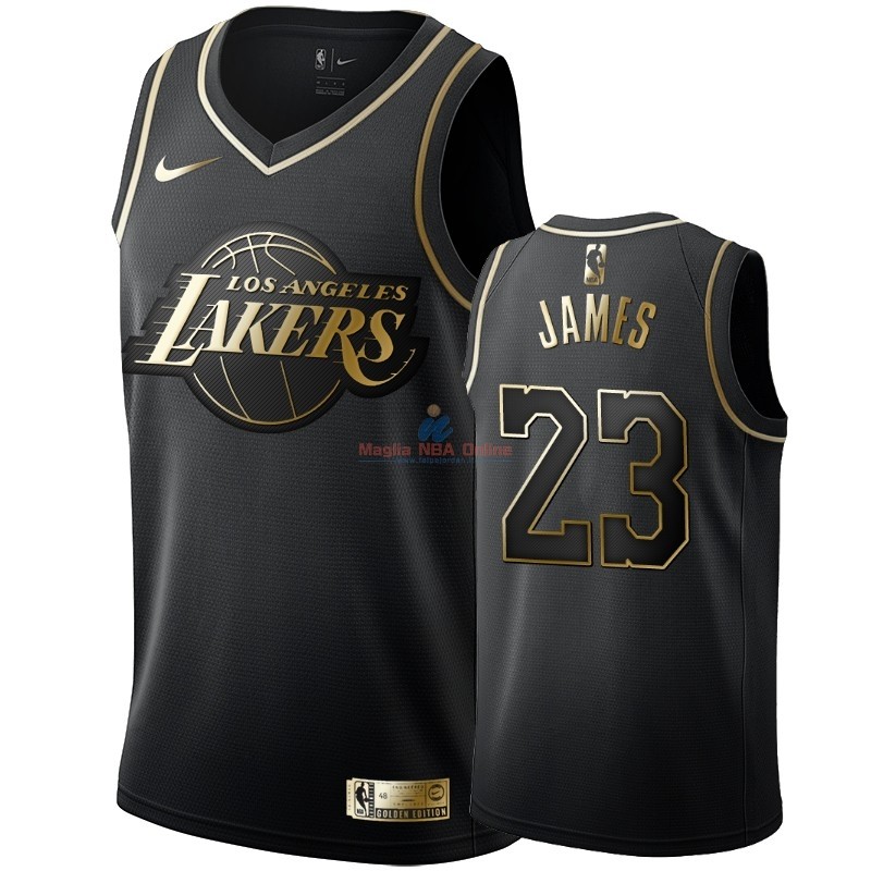 Acquista Maglia NBA Nike Los Angeles Lakers #23 LeBron James Oro Edition
