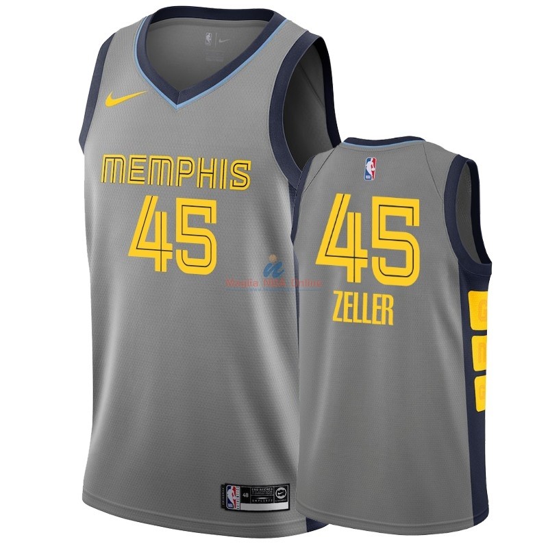 Acquista Maglia NBA Nike Memphis Grizzlie #45 Tyler Zeller Grigio Città 2018-19