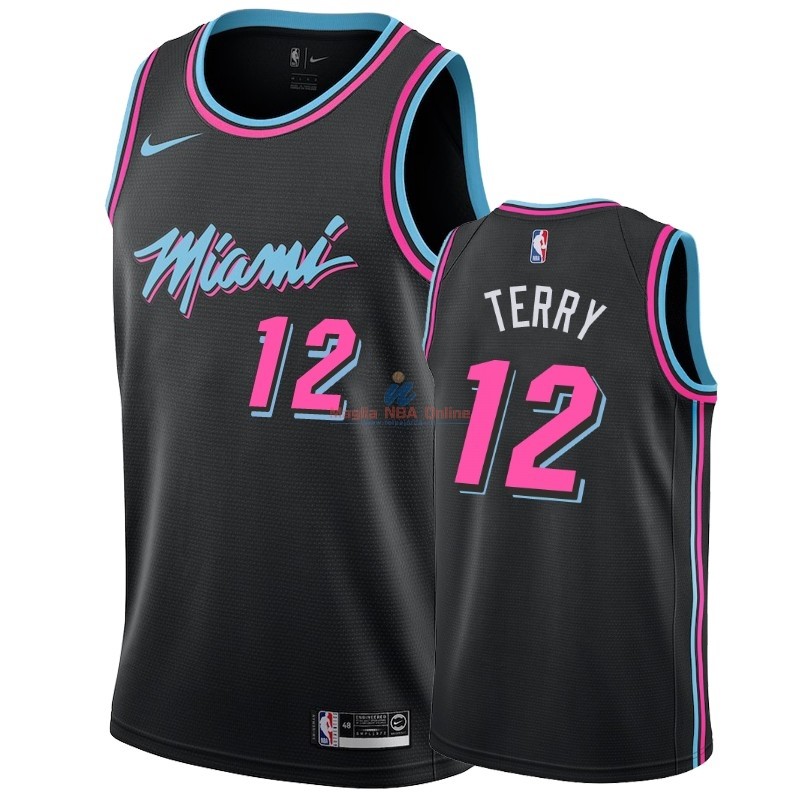 Acquista Maglia NBA Nike Miami Heat #12 Emanuel Terry Nero Città 2018-19