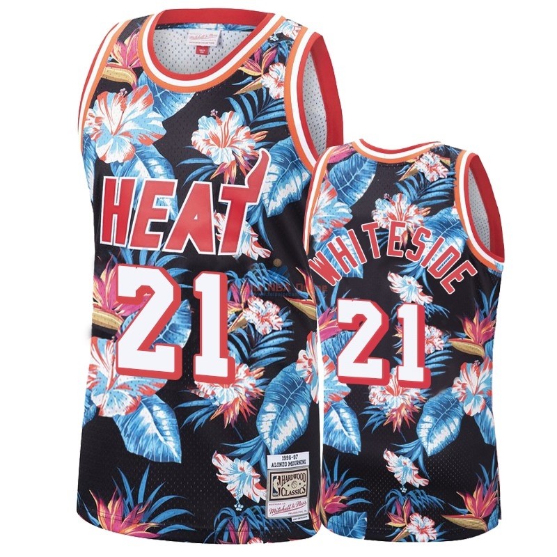 Acquista Maglia NBA Nike Miami Heat #21 Hassan Whiteside Rosso floreale