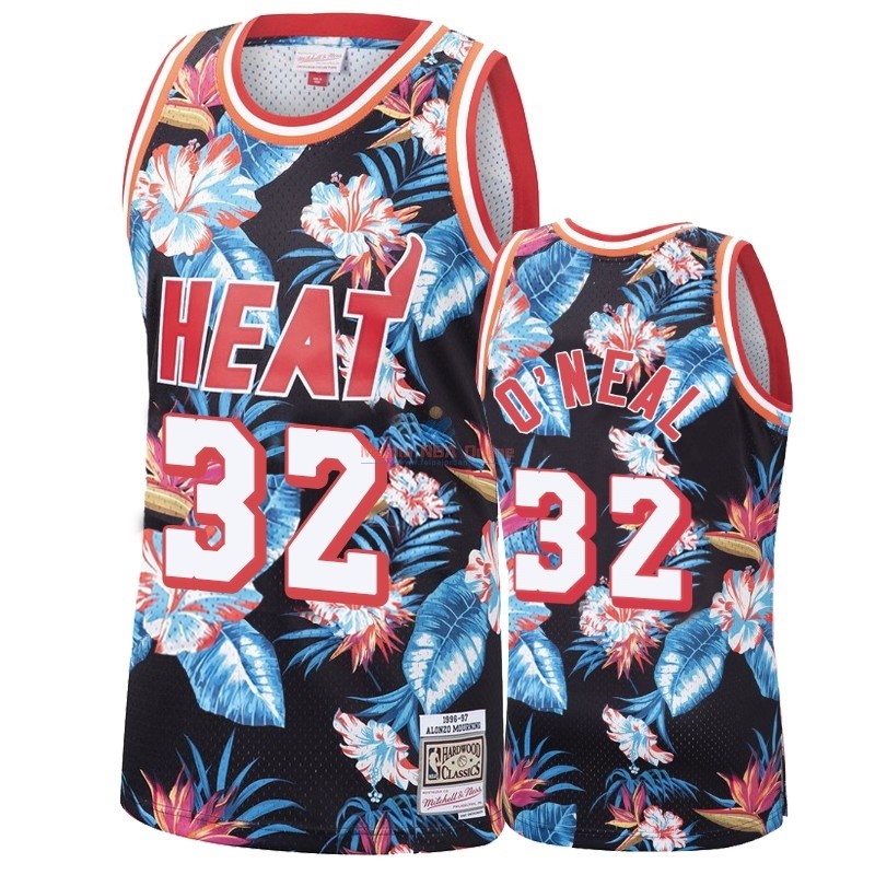 Acquista Maglia NBA Nike Miami Heat #32 Shaquille O'Neal Rosso floreale