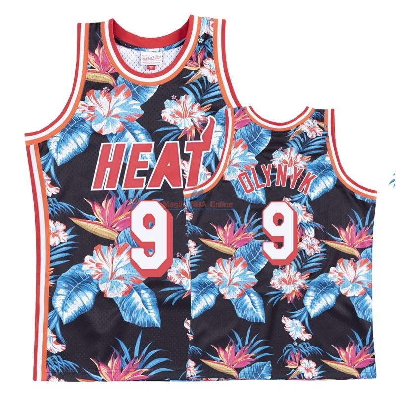 Acquista Maglia NBA Nike Miami Heat #9 Kelly Olynyk Rosso floreale