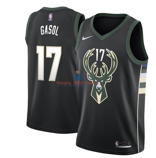 Acquista Maglia NBA Nike Milwaukee Bucks #17 Pau Gasol Nero Statement 2018-19