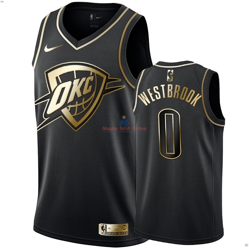 Acquista Maglia NBA Nike Oklahoma City Thunder #0 Russell Westbrook Oro Edition