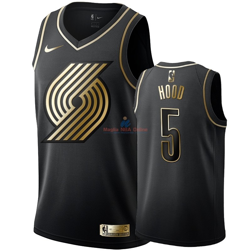 Acquista Maglia NBA Nike Portland Trail Blazers #5 Rodney Hood Oro Edition