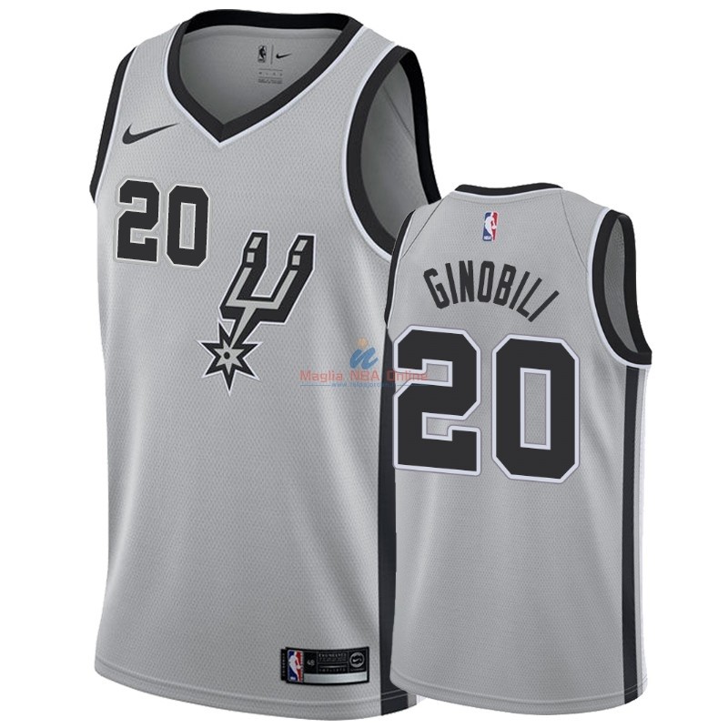 Acquista Maglia NBA Nike San Antonio Spurs #20 Manu Ginobili Grigio Statement 2019