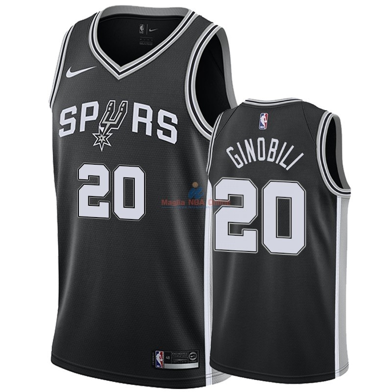 Acquista Maglia NBA Nike San Antonio Spurs #20 Manu Ginobili Nero Icon 2019