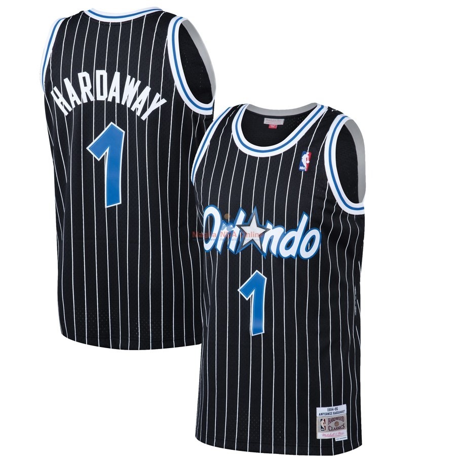 Acquista Maglia NBA Orlando Magic #1 Penny Hardaway Nero Hardwood Classics 1994-95