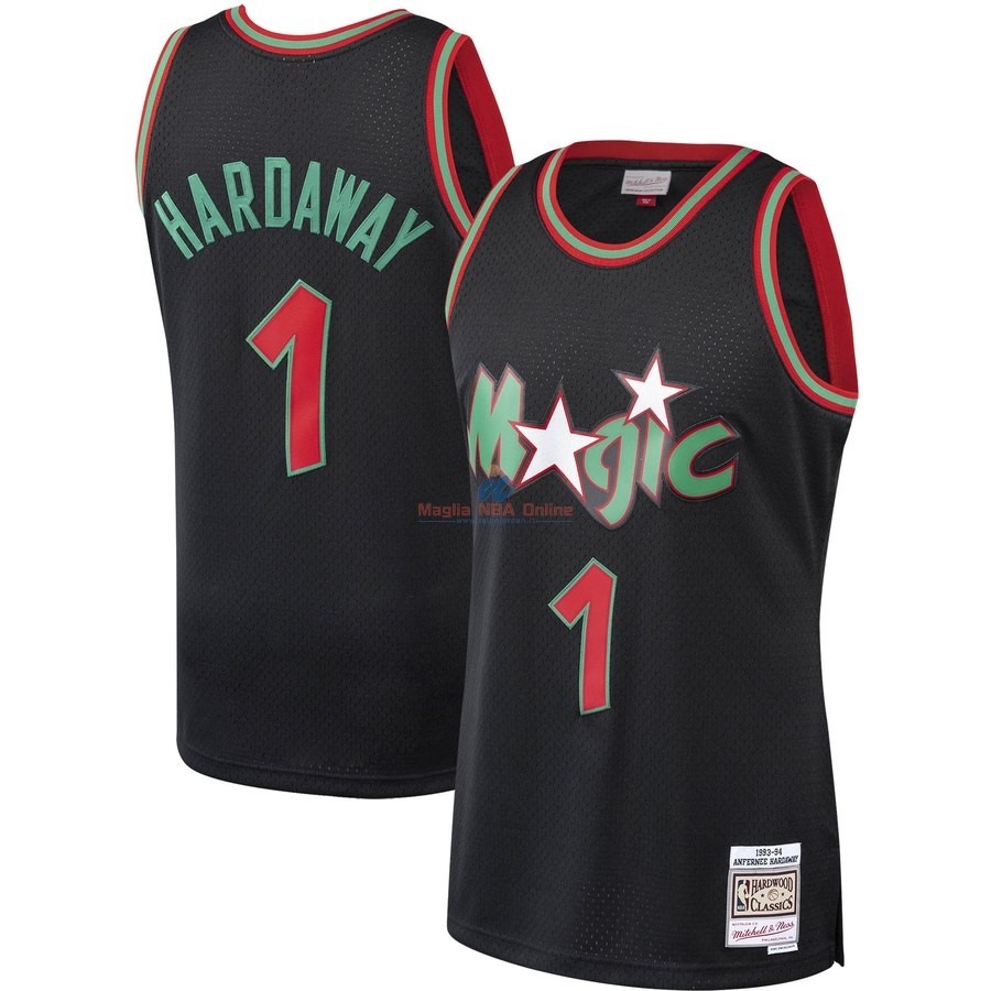 Acquista Maglia NBA Orlando Magic #1 Penny Hardaway Nero Hardwood Classics