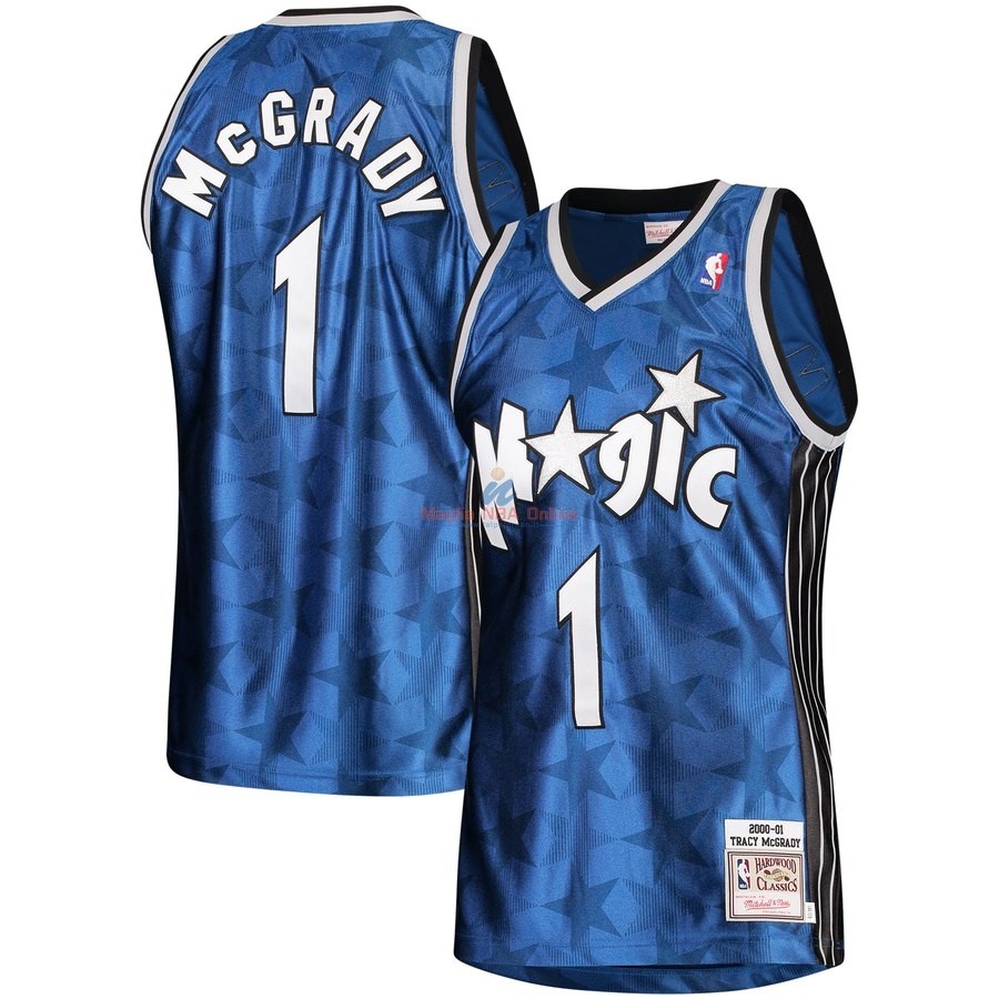 Acquista Maglia NBA Orlando Magic #1 Tracy McGrady Blu Hardwood Classics 2000-01