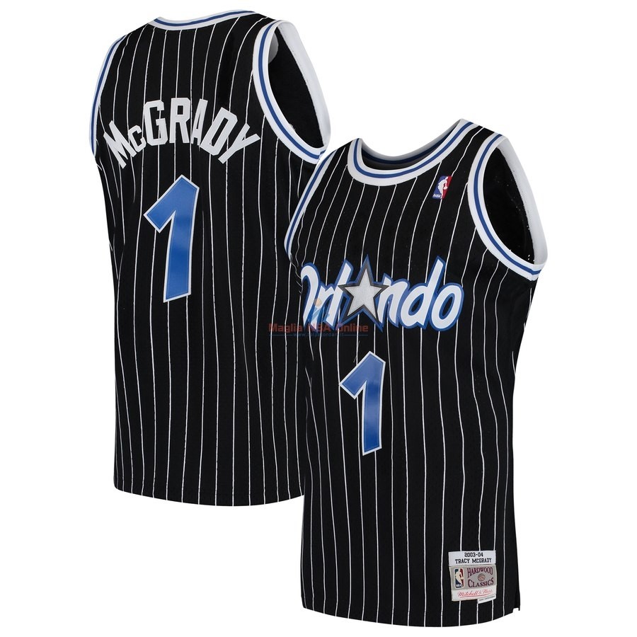 Acquista Maglia NBA Orlando Magic #1 Tracy McGrady Nero Hardwood Classics 2003-04