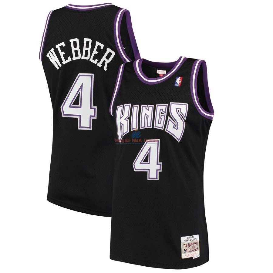 Acquista Maglia NBA Sacramento Kings #4 Chris Webber Nero Hardwood Classics 2000-01