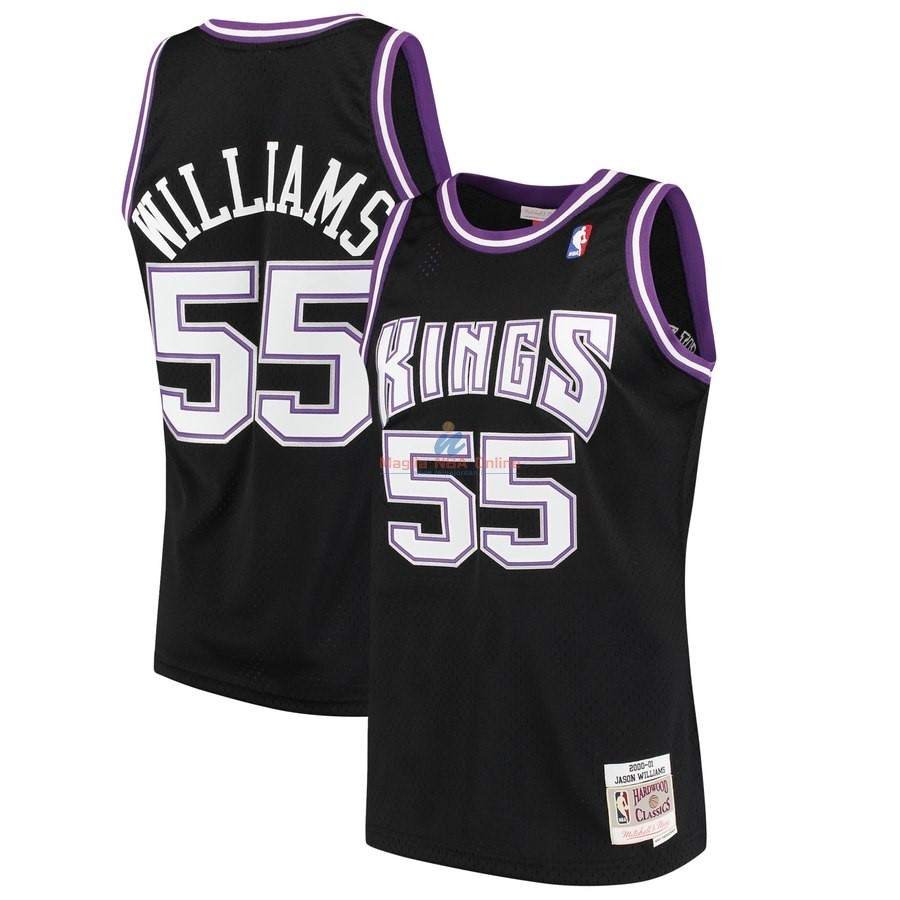 Acquista Maglia NBA Sacramento Kings #55 Jason Williams Nero Hardwood Classics 2000-01