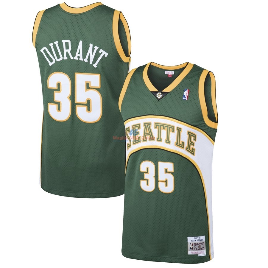 Acquista Maglia NBA Seattle SuperSonics #35 Kevin Durant Verde Hardwood Classic 2007-08