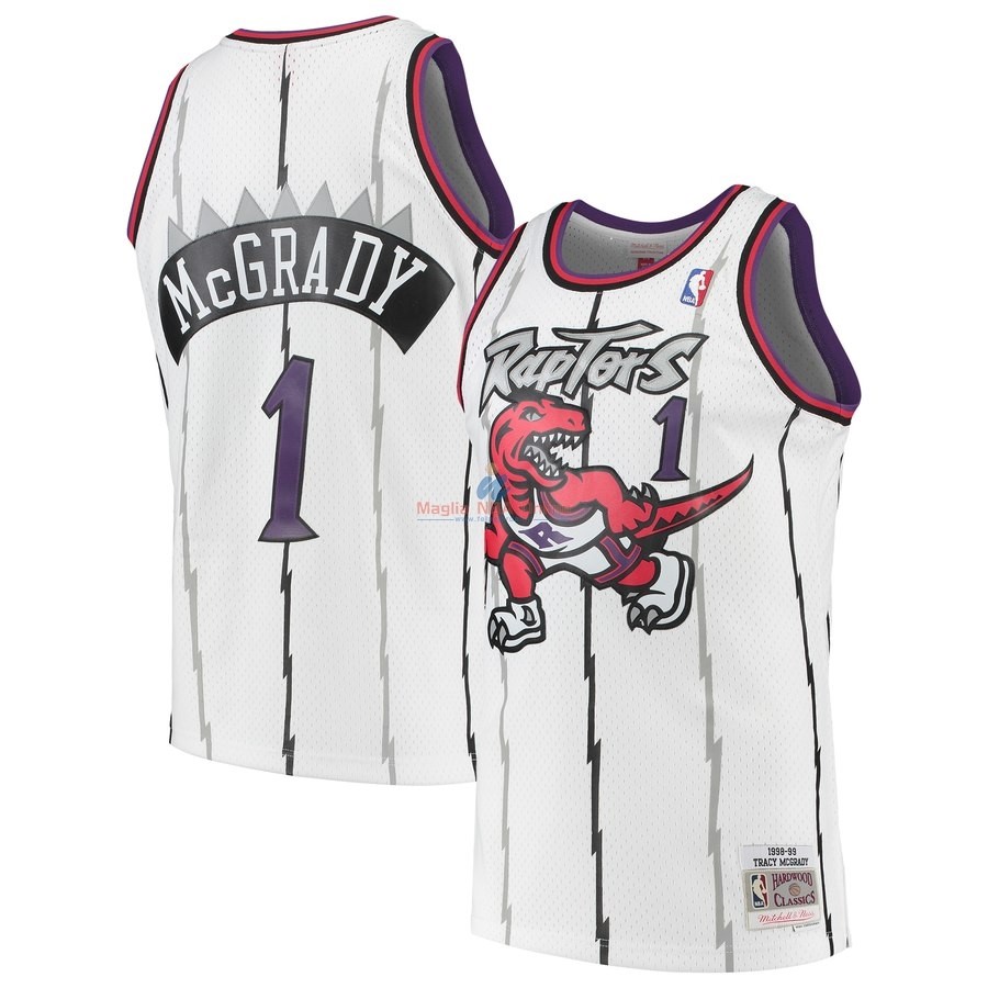 Acquista Maglia NBA Toronto Raptors #1 Tracy McGrady Bianco Hardwood Classic 1998-99