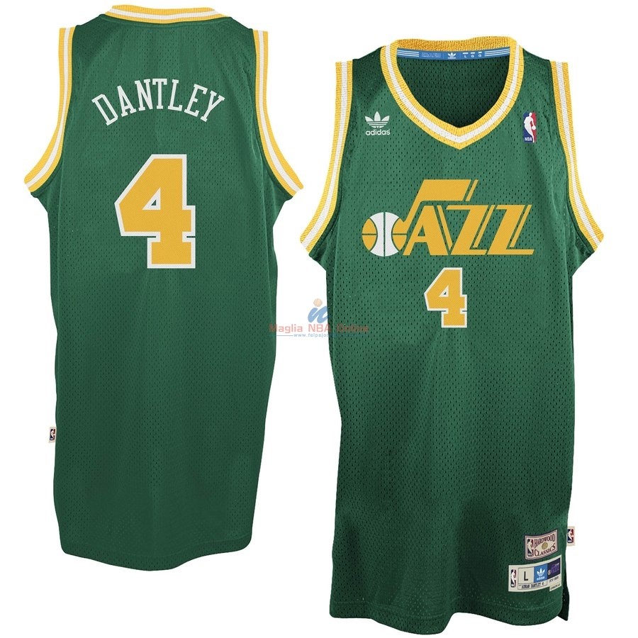 Acquista Maglia NBA Utah Jazz #4 Adrian Dantley Verde Hardwood Classics