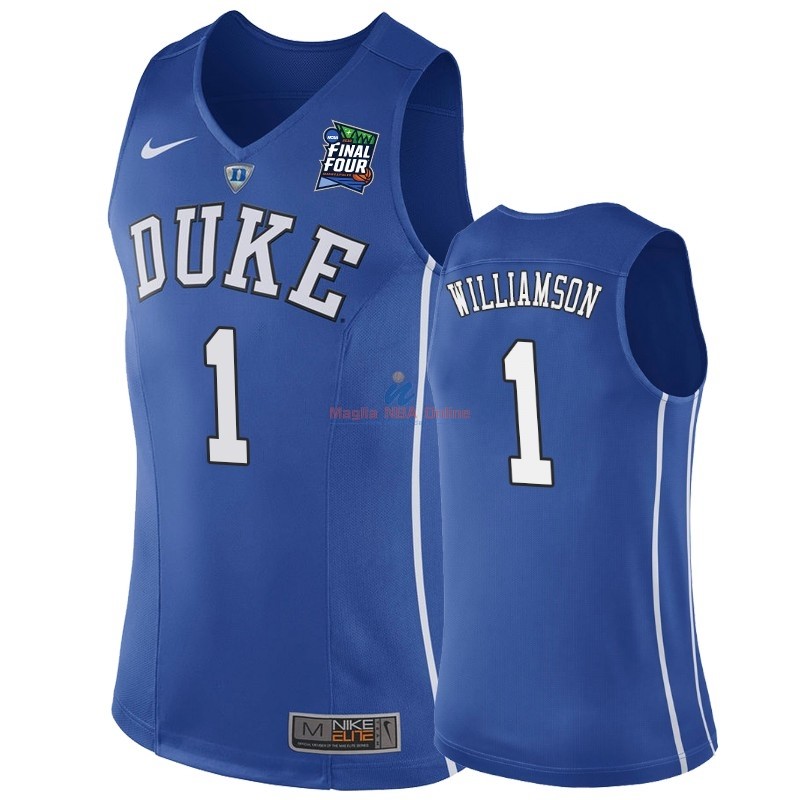 Acquista Maglia NCAA Duke #1 Zion Williamson Blu 2019