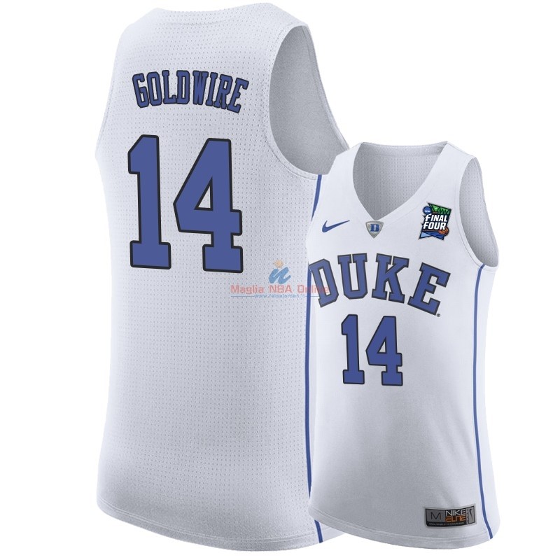 Acquista Maglia NCAA Duke #14 Jordan Goldwire Bianco 2019