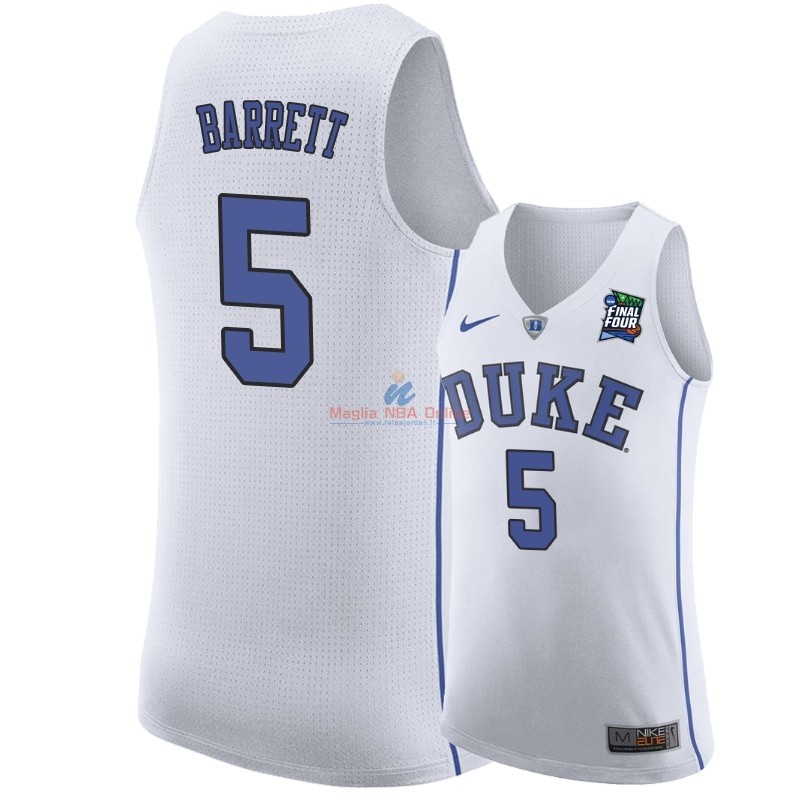 Acquista Maglia NCAA Duke #5 RJ Barrett Bianco 2019