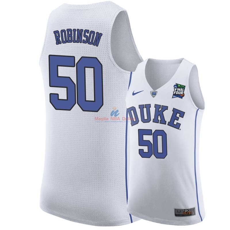 Acquista Maglia NCAA Duke #50 Justin Robinson Bianco 2019