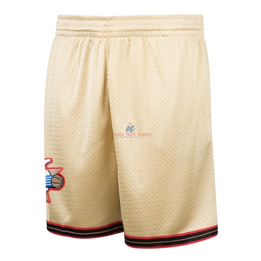 Acquista Pantaloni Basket Philadelphia 76ers Oro Hardwood Classics