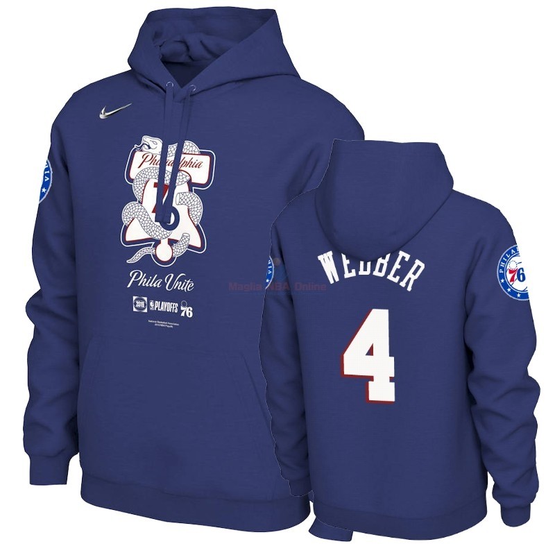 Felpe Con Cappuccio NBA Philadelphia Sixers #4 Chris Webber Blu Acquista