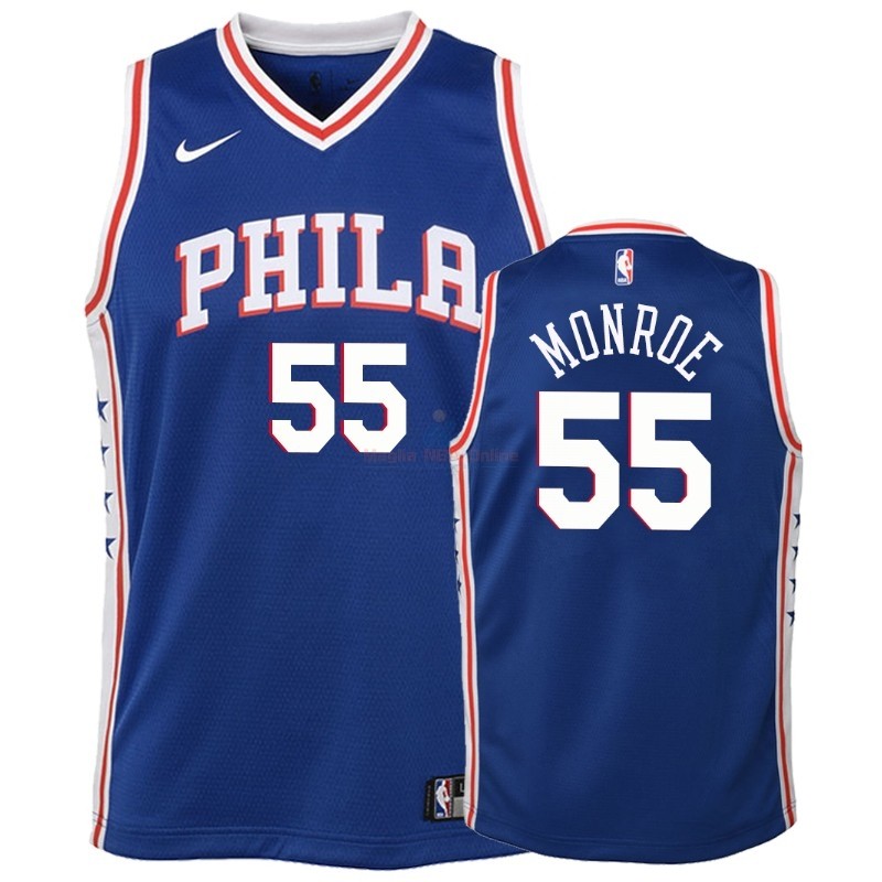 Maglia NBA Bambino Philadelphia Sixers #55 Greg Monroe Blu Icon 2018-19 Acquista