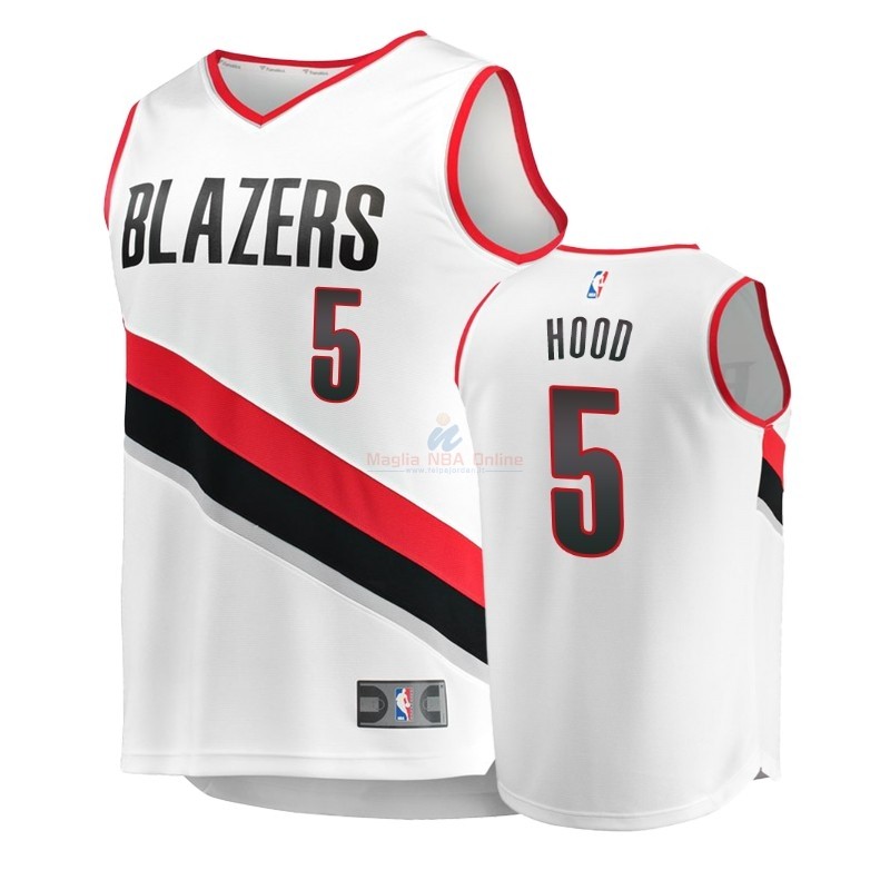 Maglia NBA Bambino Portland Trail Blazers #5 Rodney Hood Bianco Icon 2018-19 Acquista