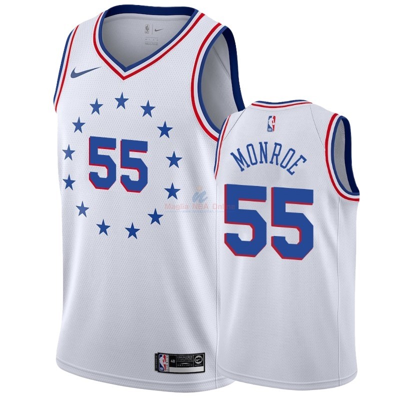 Maglia NBA Earned Edition Philadelphia Sixers #55 Greg Monroe Bianco Acquista