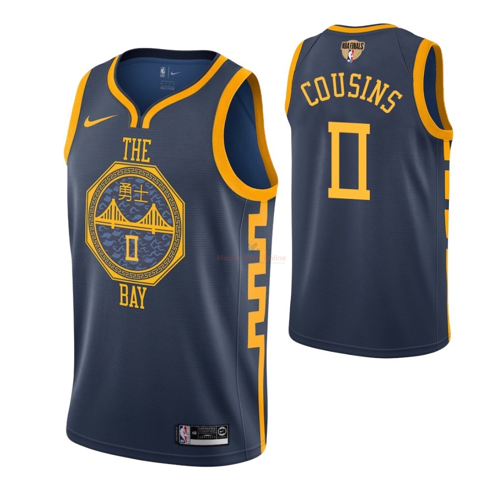 Maglia NBA Golden State Warriors 2019 Campionato Finali #0 DeMarcus Cousin Marino Città Acquista