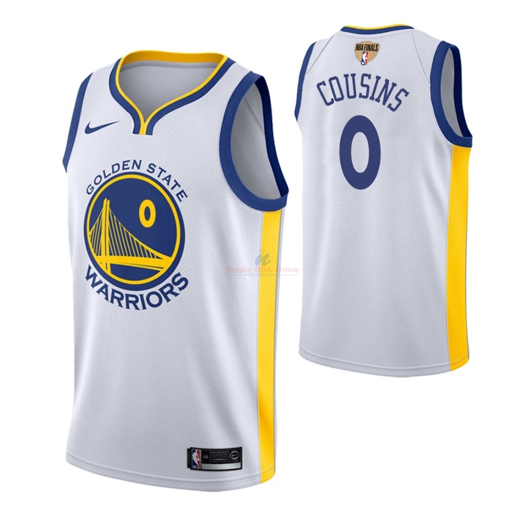 Maglia NBA Golden State Warriors 2019 Campionato Finali #0 DeMarcus Cousins Bianco Association Acquista