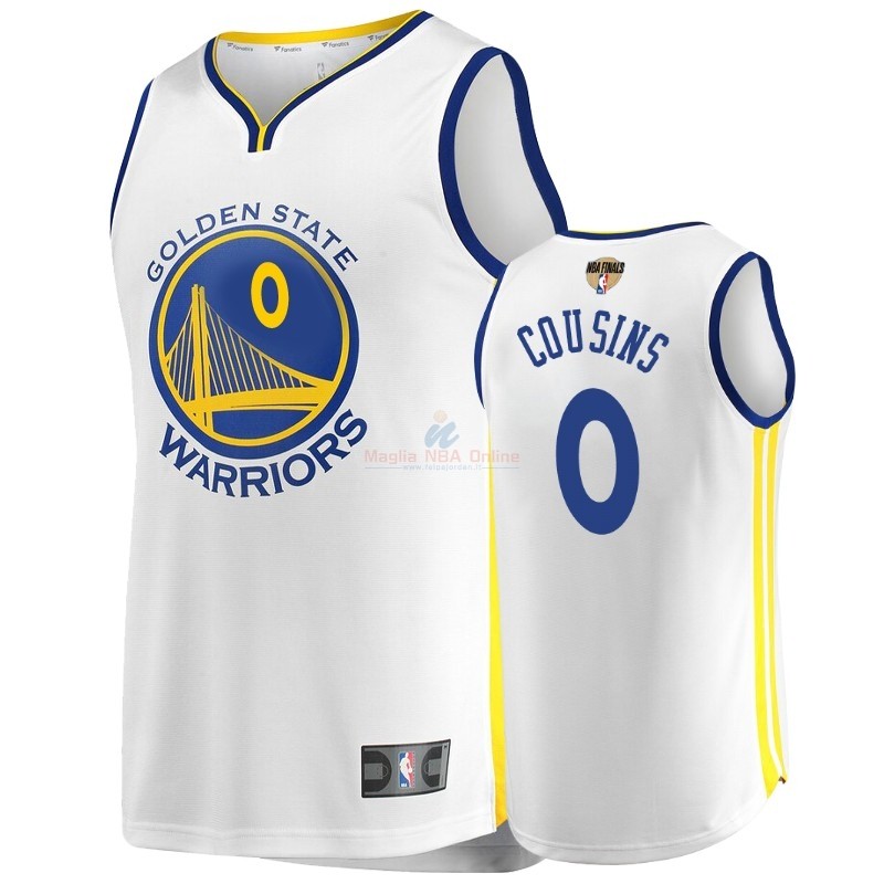 Maglia NBA Golden State Warriors 2019 Campionato Finali #0 DeMarcus Cousins Bianco Retro Association Acquista