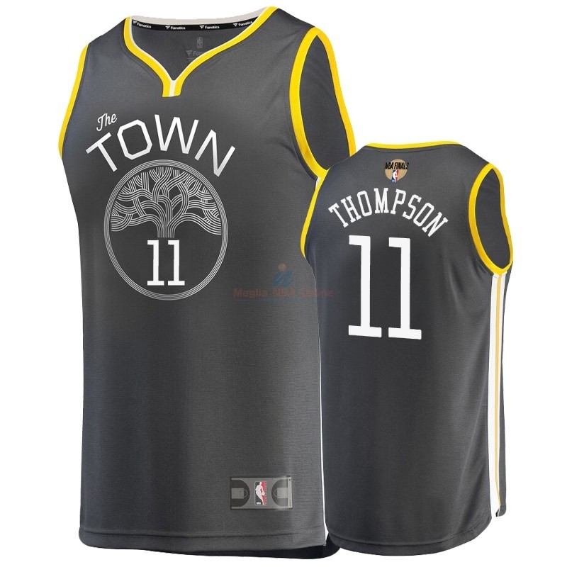 Maglia NBA Golden State Warriors 2019 Campionato Finali #11 Klay Thompson Grigio Statement Acquista