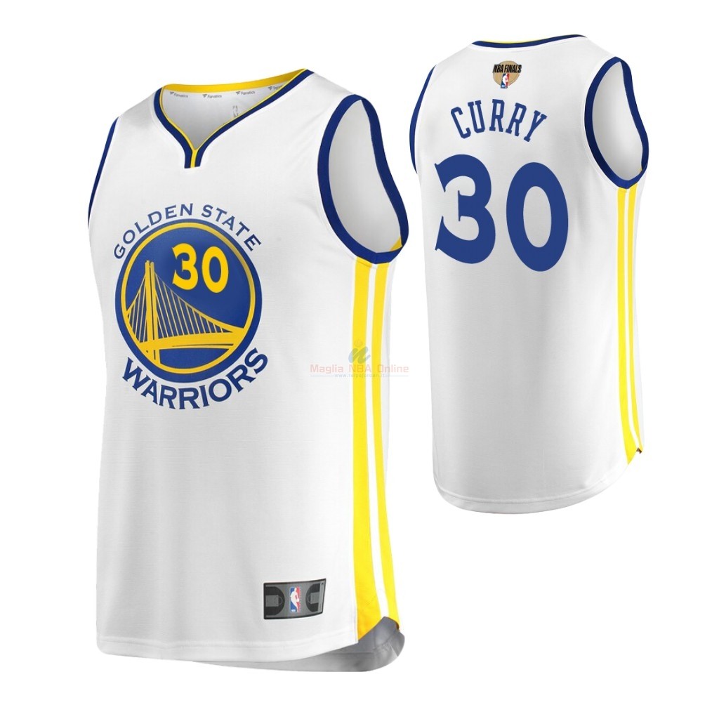 Maglia NBA Golden State Warriors 2019 Campionato Finali #30 Stephen Curry Bianco Retro Association Acquista