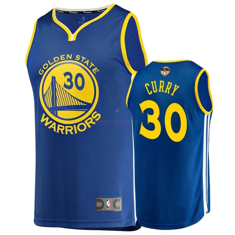 Maglia NBA Golden State Warriors 2019 Campionato Finali #30 Stephen Curry Blu Icon Acquista