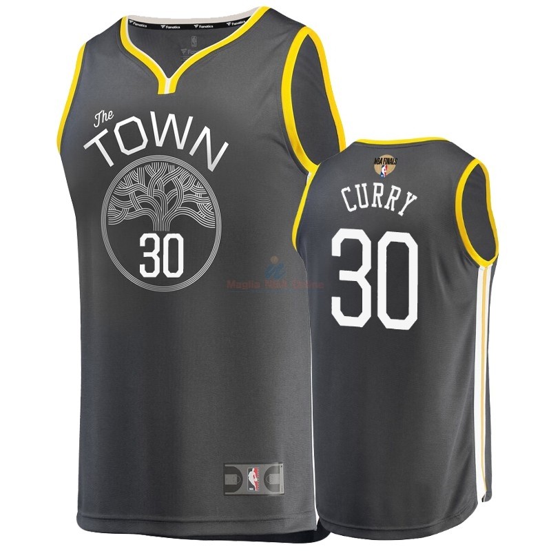 Maglia NBA Golden State Warriors 2019 Campionato Finali #30 Stephen Curry Grigio Statement Acquista