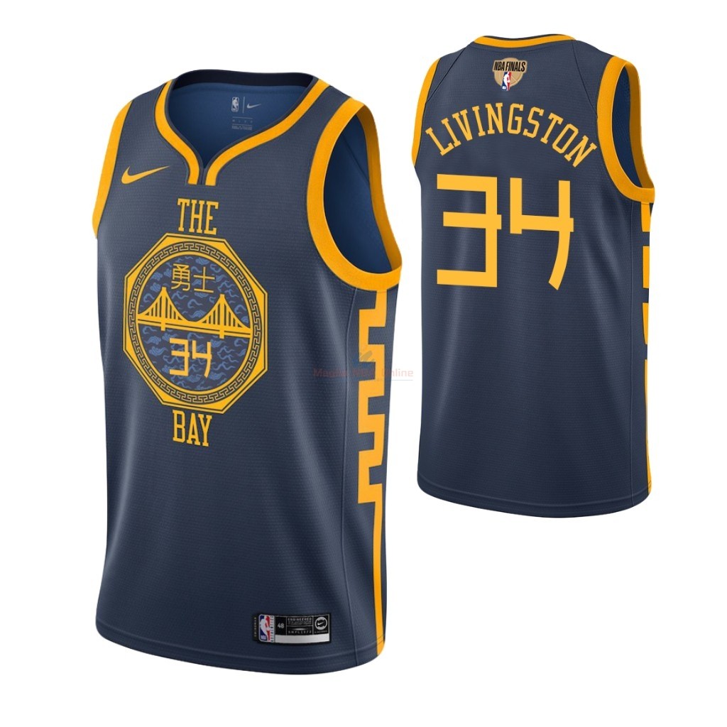 Maglia NBA Golden State Warriors 2019 Campionato Finali #34 Shaun Livingston Marino Città Acquista