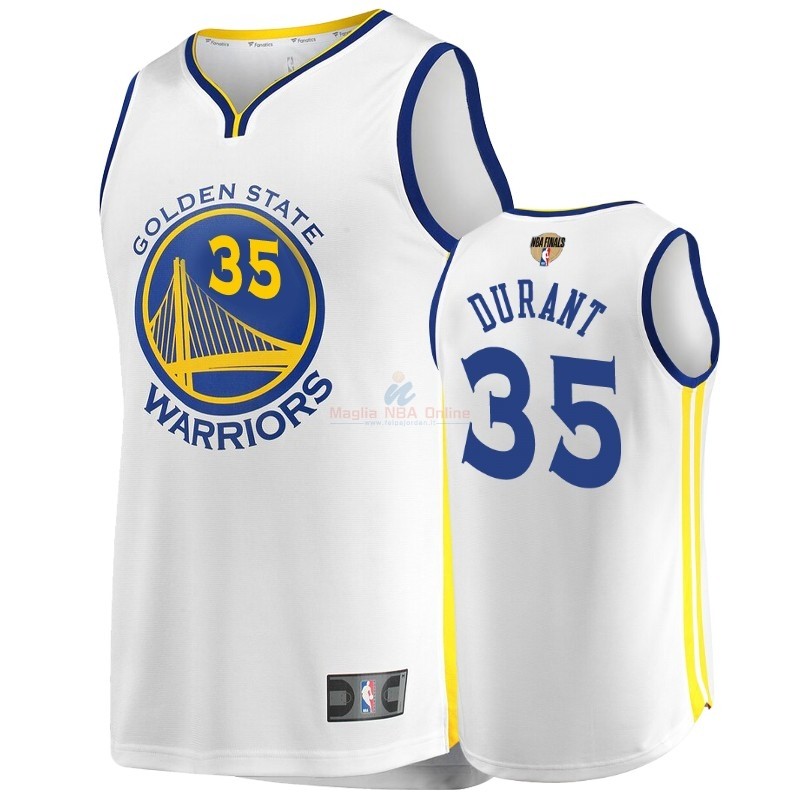 Maglia NBA Golden State Warriors 2019 Campionato Finali #35 Kevin Durant Bianco Retro Association Acquista