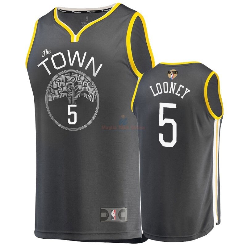 Maglia NBA Golden State Warriors 2019 Campionato Finali #5 Kevon Looney Grigio Statement Acquista