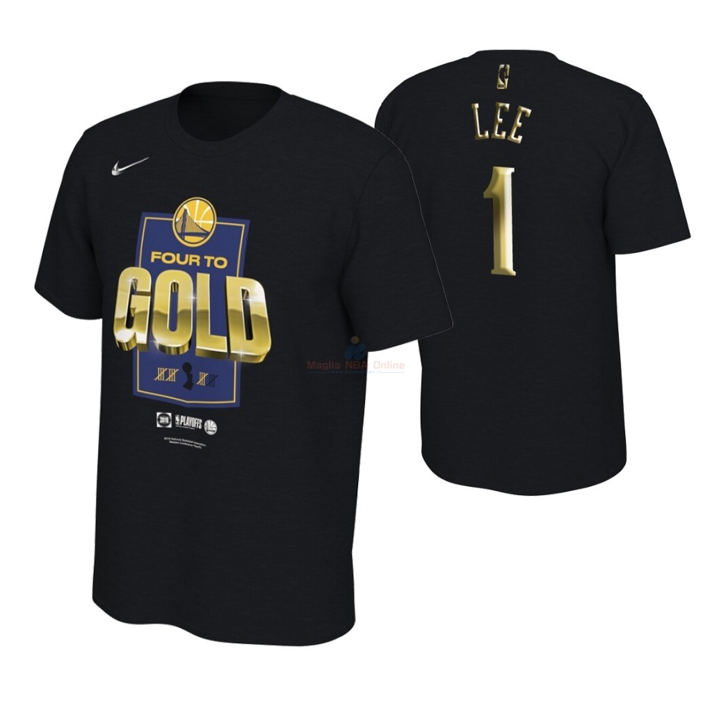 Maglia NBA Golden State Warriors 2019 Campionato Finali Manica corta #1 Damion Lee Nero Acquista