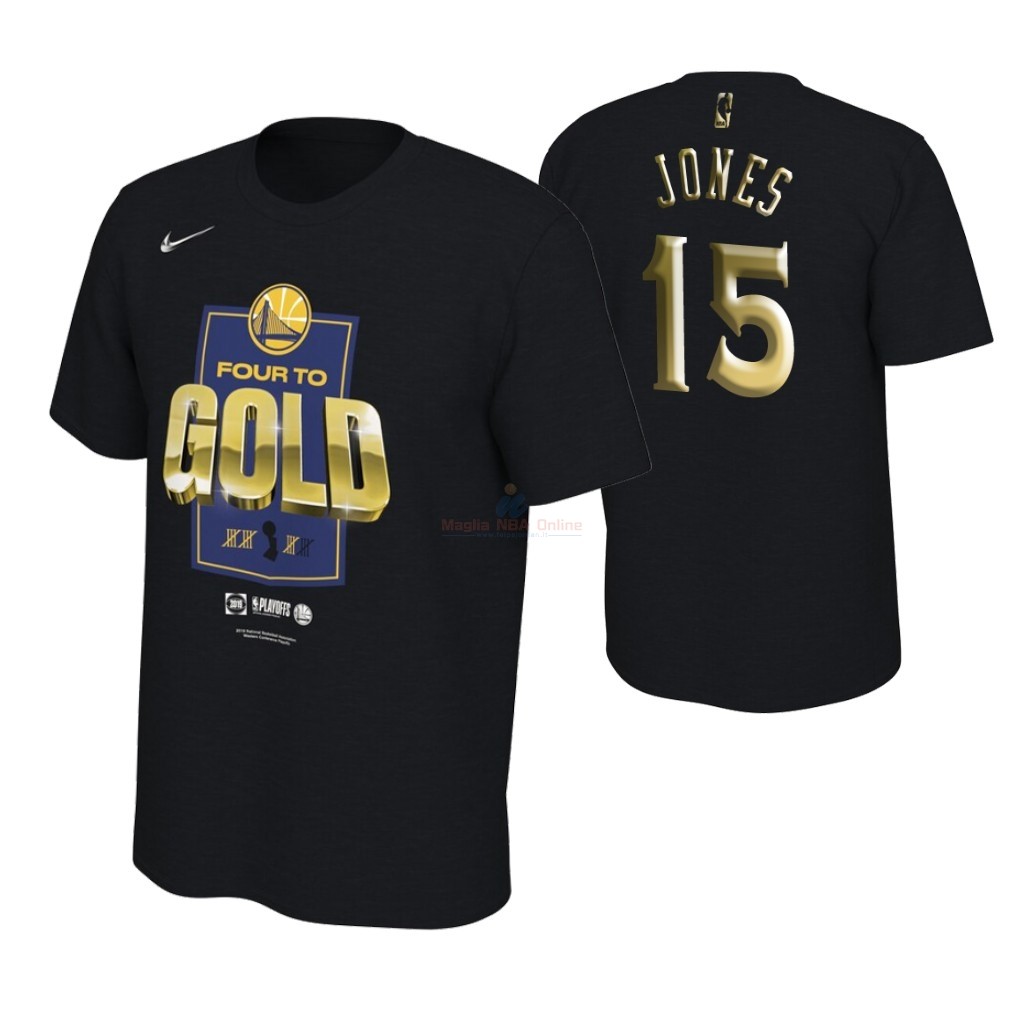 Maglia NBA Golden State Warriors 2019 Campionato Finali Manica corta #15 Damian Jones Nero Acquista