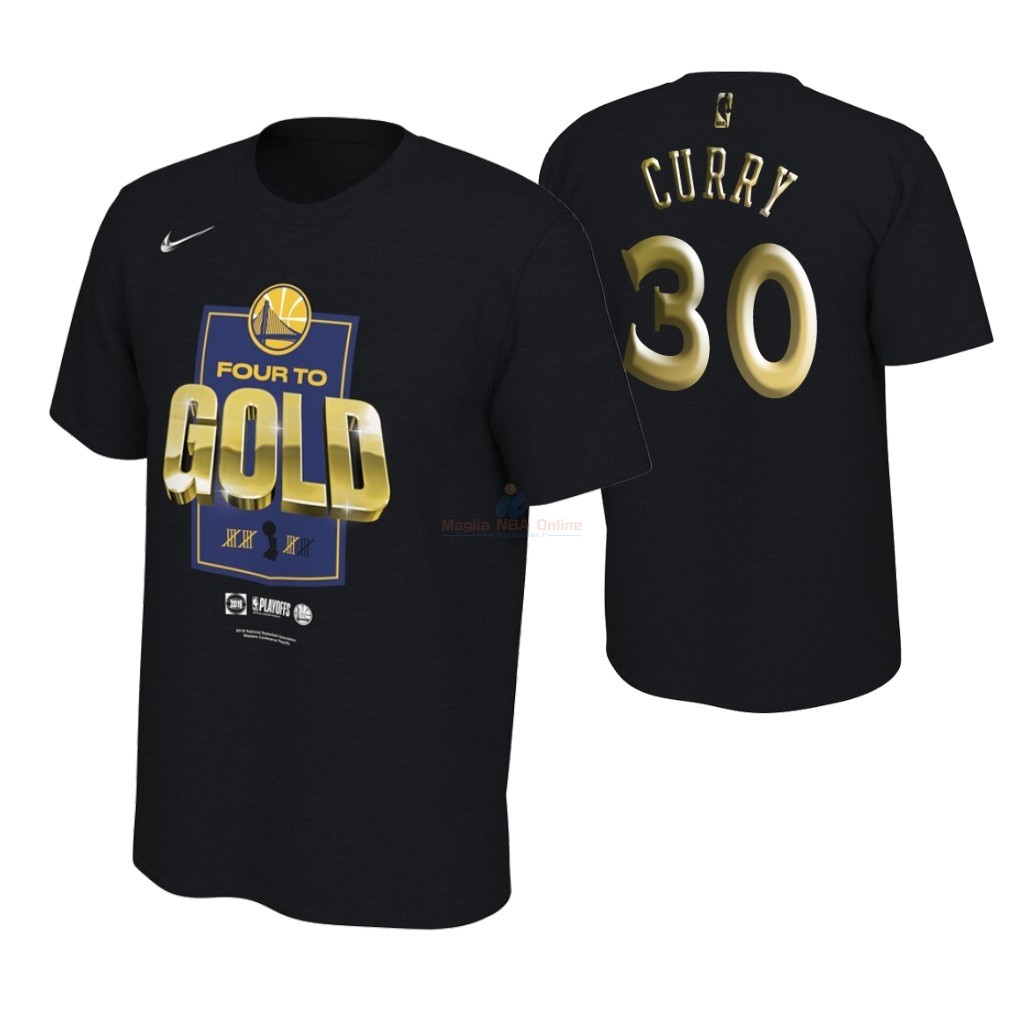 Maglia NBA Golden State Warriors 2019 Campionato Finali Manica corta #30 Stephen Curry Nero Acquista