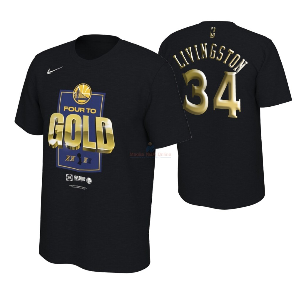 Maglia NBA Golden State Warriors 2019 Campionato Finali Manica corta #34 Shaun Livingston Nero Acquista