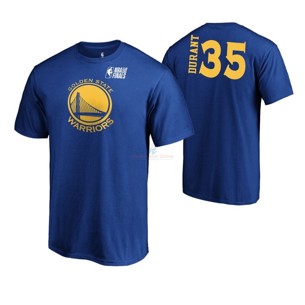 Maglia NBA Golden State Warriors 2019 Campionato Finali Manica corta #35 Kevin Durant Blu Acquista