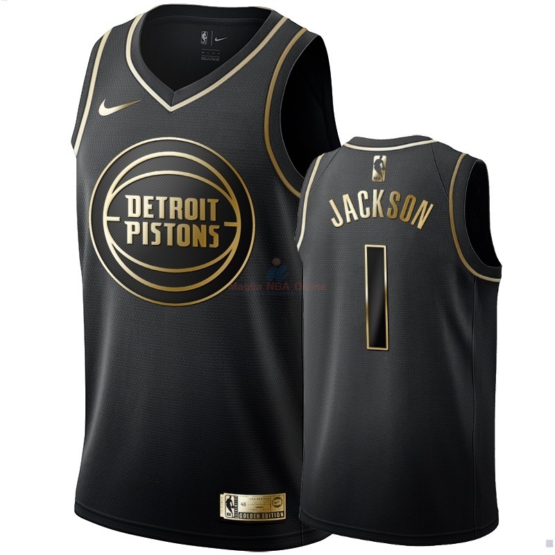Maglia NBA Nike Detroit Pistons #1 Reggie Jackson Oro Edition Acquista